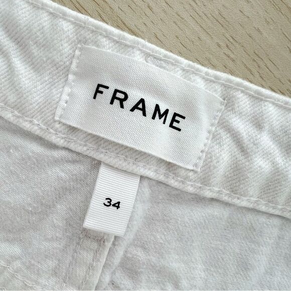 NEW Frame Le Grand Garcon Raw Hem Denim Short White Sz 34 - Picture 12 of 15